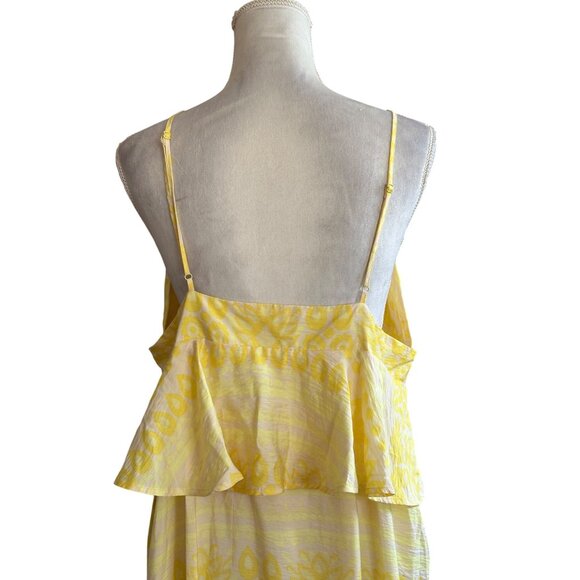 Future Collective Babydoll Yellow Maxi Dress Adjustable Straps & Ruffle Details - Picture 4 of 12